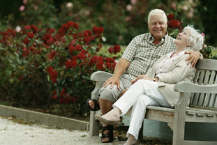 Couple sitting on bench