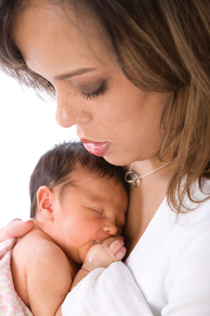 Mother holding infant